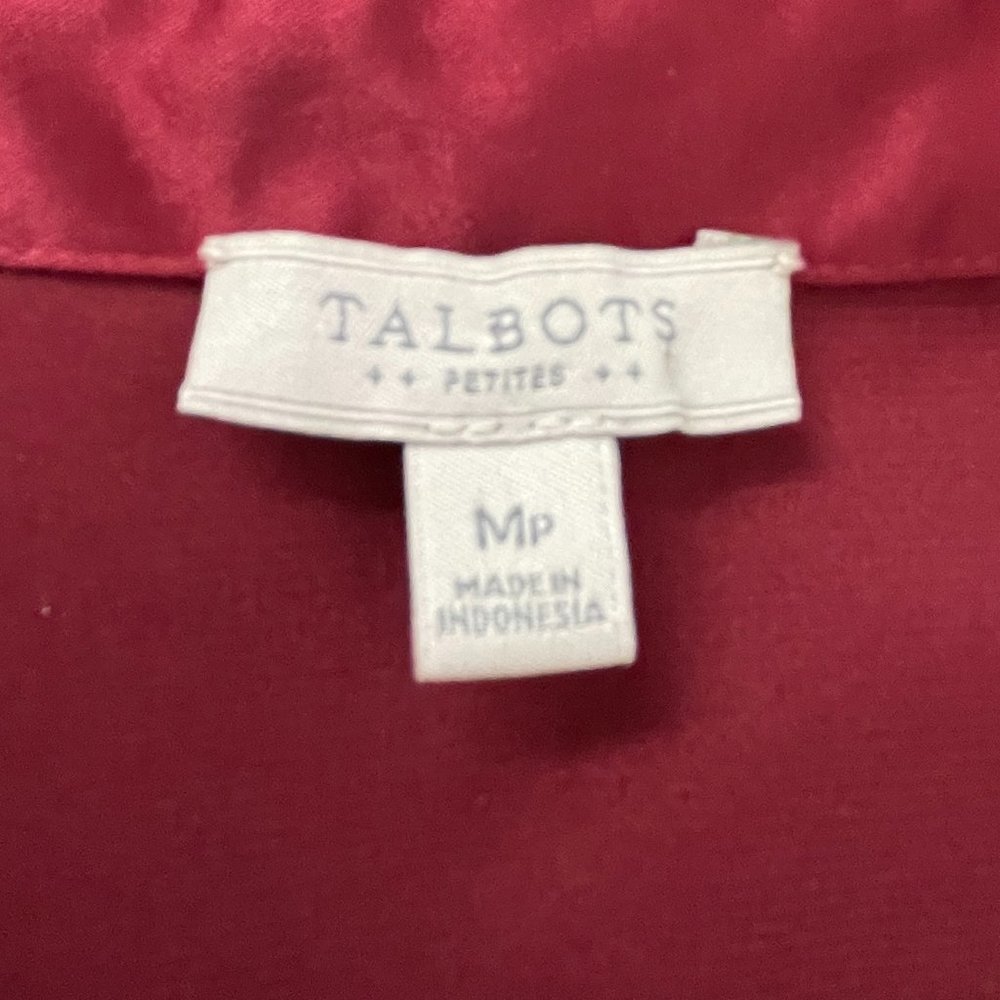 Talbots Ruffle Red Blouse Size MP - Picture 5 of 9
